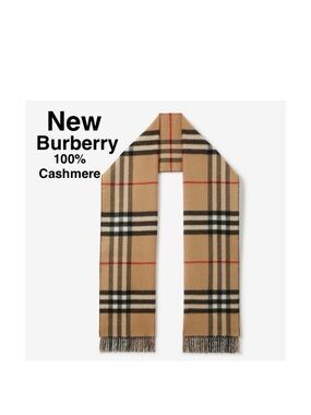New Burberry Reversible EKD lightvweight Cashmere Scarf beige with tags ⭐️⭐️⭐️⭐️